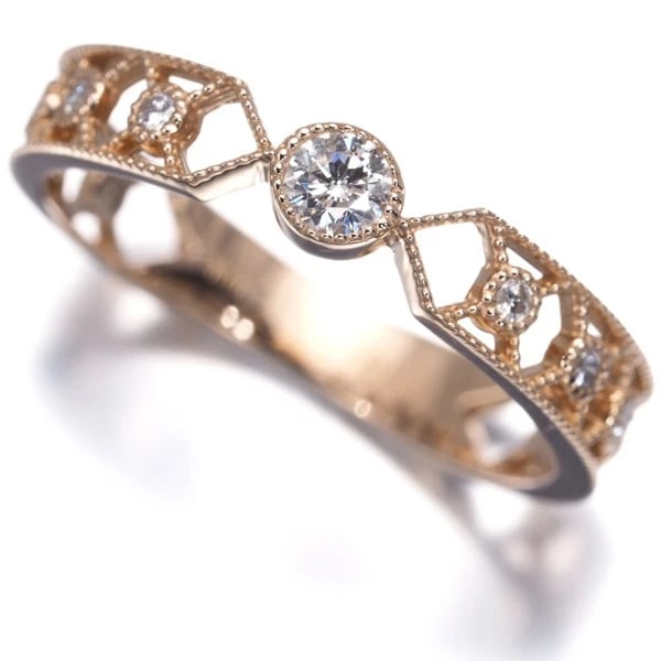 DIAMOND MILGRAIN OPENWORK RING 18K 750 ROSE GOLD: Diamond Milgrain Openwork Ring 18K 750 Rose Gold Brand: Unbranded Type/Style: Ring Material: 18K 750 Rose Gold, Main Stone/Creation Natural Color: Rose Gold Size: US 6-6.25 Accessories: None <