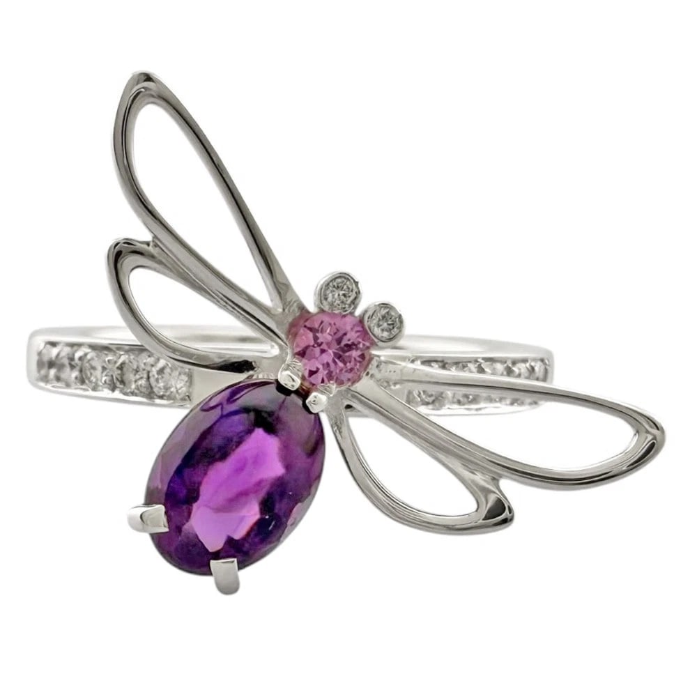 CHAUMET RING K18 WHITE GOLD AMETHYST PINK SAPPHIRE (1 of 2)