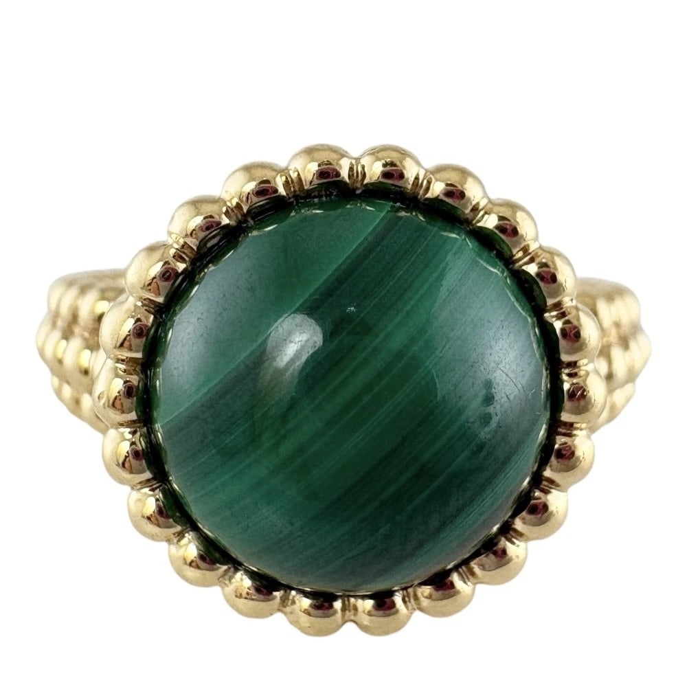 VAN CLEEF & ARPELS RING K18 YELLOW GOLD MALACHITE: Van Cleef & Arpels Ring K18 yellow gold Malachite Brand: Van Cleef & Arpels Type/Style: Ring Material: K18 yellow gold, Main Stone/Creation malachite Color: gold Size: US 5 Accessories: None <