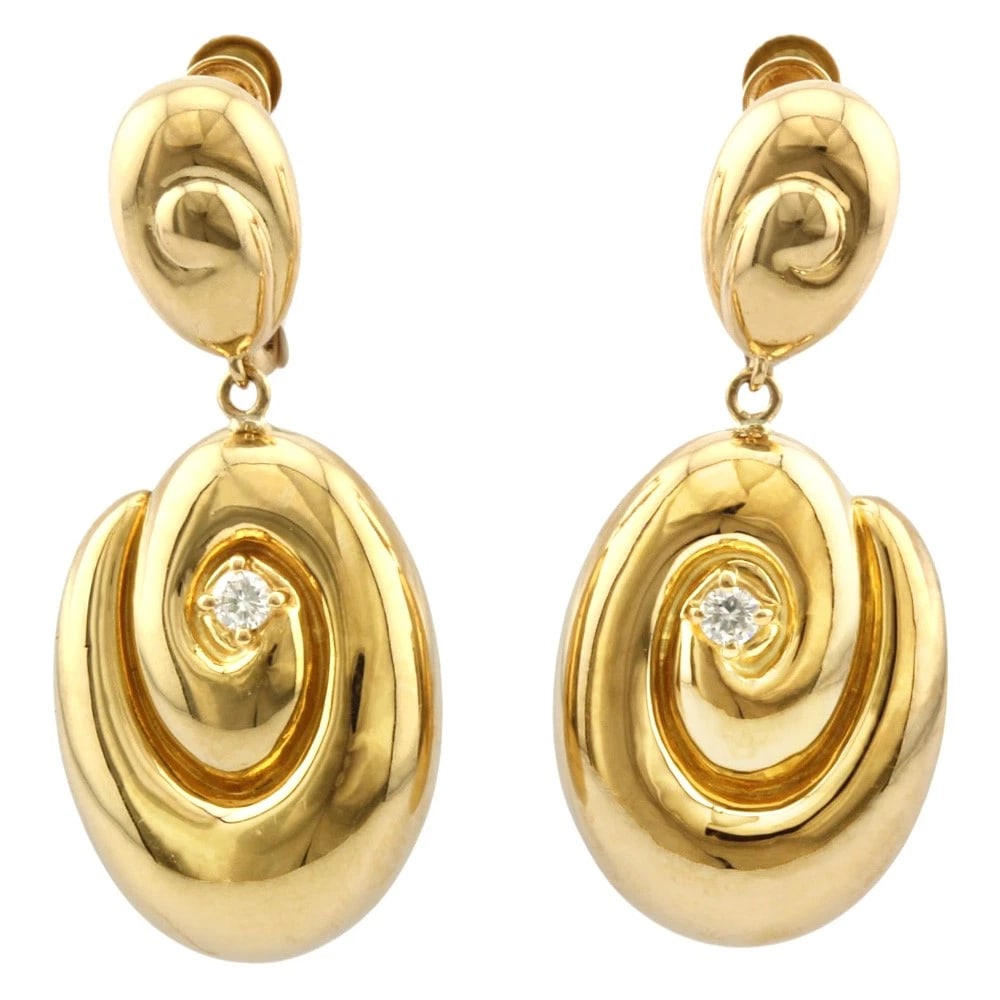 TASAKI EARRING K18 YELLOW GOLD DIAMOND USED (1 of 2)