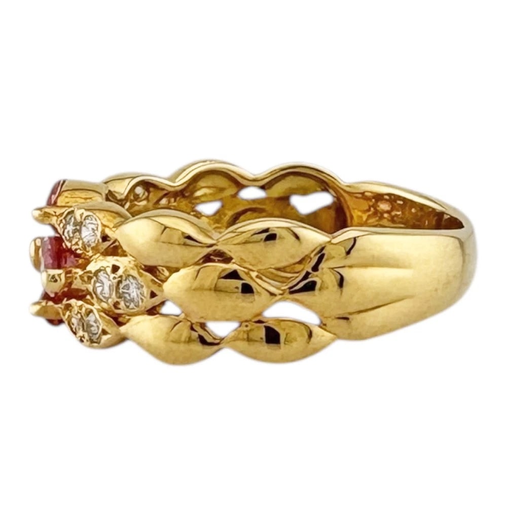 RING K18 YELLOW GOLD PINK TOURMALINE DIAMOND: Ring K18 yellow gold Pink tourmaline diamond Brand: Unbranded Type/Style: Ring Material: K18 yellow gold Color: gold Size: US5 Accessories: None Accessories Notice: When purchasing pre-own