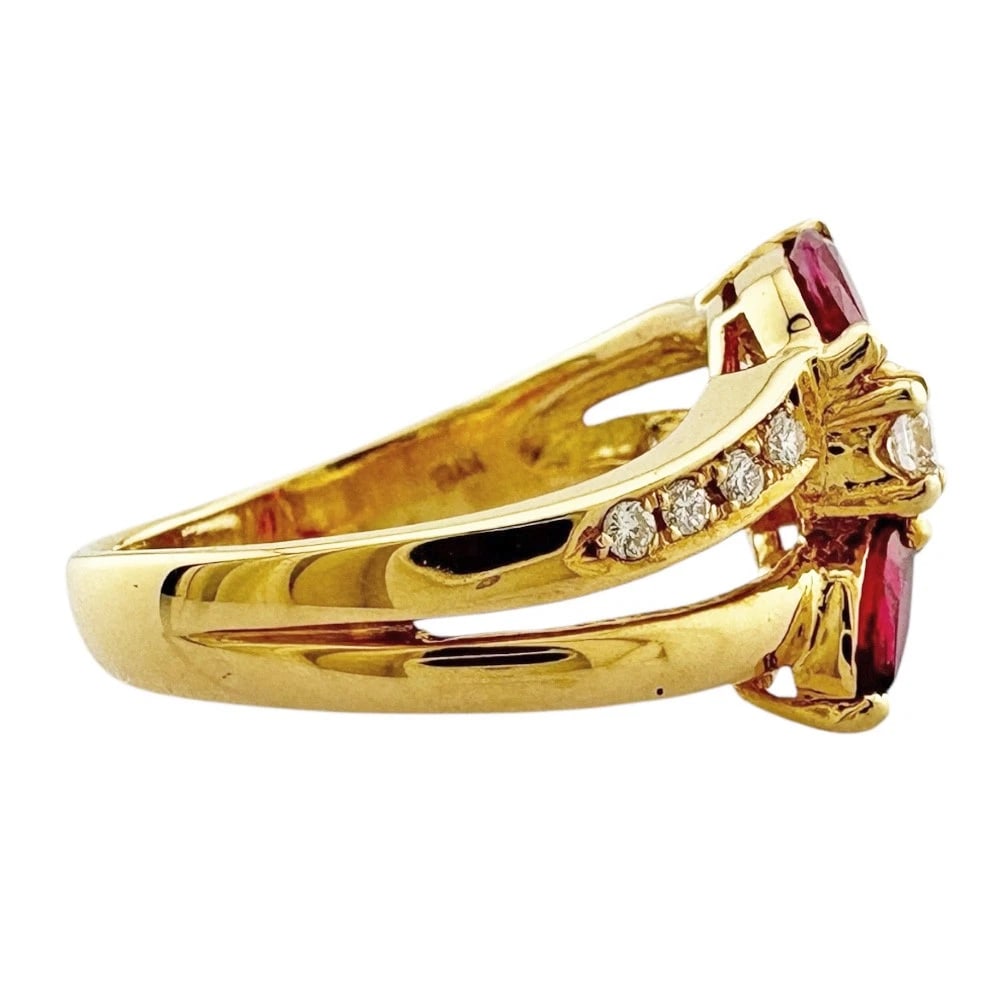 RING K18 YELLOW GOLD RUBY DIAMOND - 3