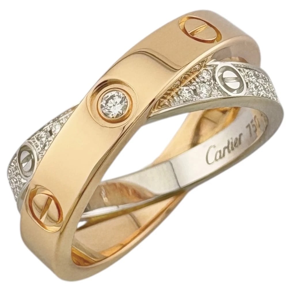 CARTIER RING K18 PINK GOLD K18 WHITE GOLD DIAMOND: CARTIER Ring K18 Pink Gold K18 white gold diamond Brand: CARTIER Type/Style: Ring Material: K18 Pink Gold, Main Stone/Creation NATURAL Color: Pink gold Size: US 4 1/2 Accessories: None Accessories