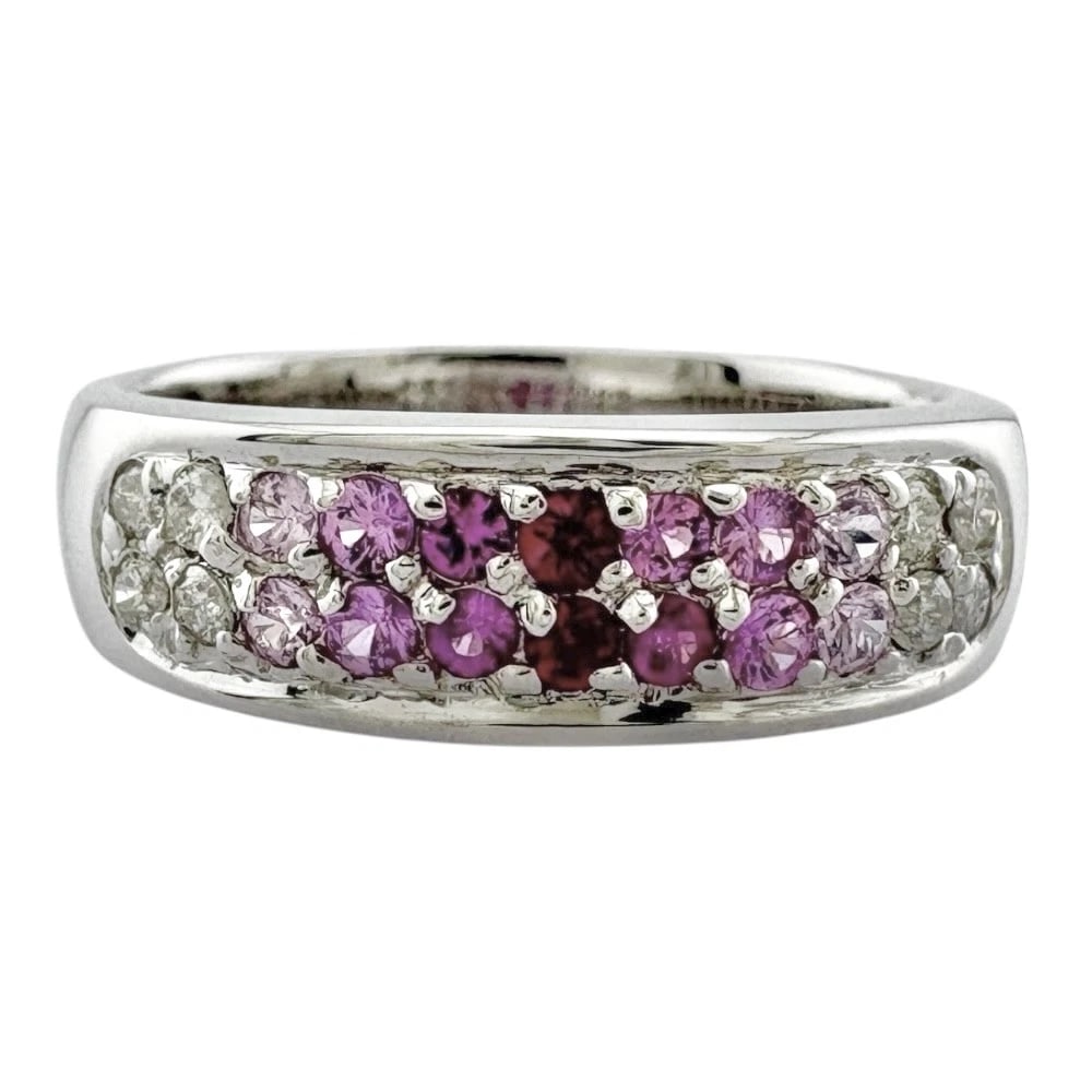 RING 14 WHITE GOLD PINK SAPPHIRE DIAMOND: Ring 14 white gold Pink sapphire diamond Brand: Unbranded Type/Style: Ring Material: 14 white gold, Main Stone/Creation Pink sapphire/diamond Color: Silver Size: US6 Accessories: None Acce