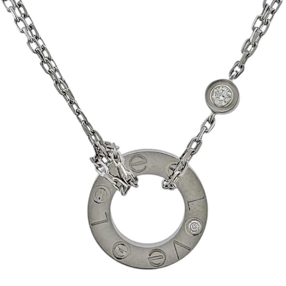 CARTIER NECKLACE K18 WHITE GOLD DIAMOND: CARTIER Necklace K18 white gold diamond Brand: CARTIER Type/Style: Necklace Material: K18 white gold, Main Stone/Creation NATURAL Color: Silver Size: Total Length:41cm The total length is including th