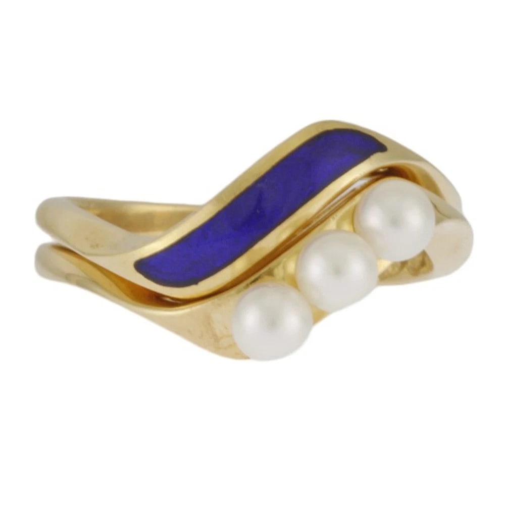 MIKIMOTO RING K18 YELLOW GOLD ENAMEL PEARL: MIKIMOTO Ring K18 yellow gold enamel Pearl Brand: MIKIMOTO Type/Style: Ring Material: K18 yellow gold, Main Stone/Creation Pearl Color: gold Size: US 5 3/4 Accessories: None Accessories Notice: When
