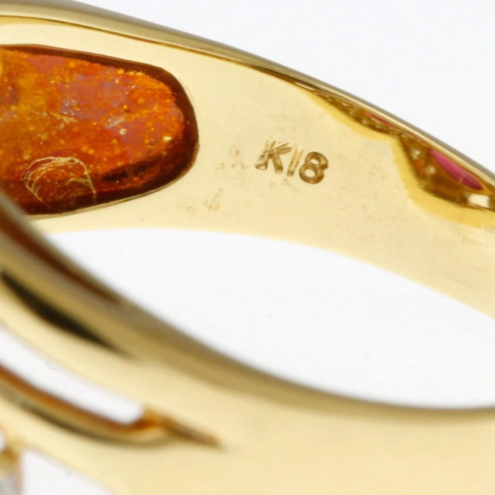 RING K18 YELLOW GOLD RUBY DIAMOND - 5
