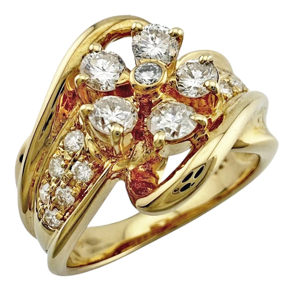 RING K18 YELLOW GOLD DIAMOND: Ring K18 yellow gold diamond Brand: Unbranded Type/Style: Ring Material: K18 Gold, Main Stone/Creation NATURAL Color: gold Size: US 6 1/8 Accessories: None Accessories Notice: When purchas