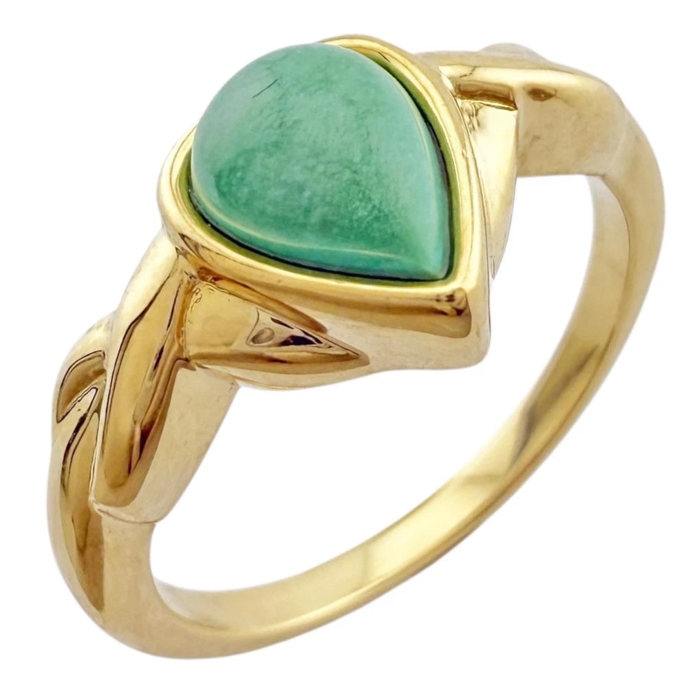 MIKIMOTO RING K18 YELLOW GOLD TURQUOISE HEART: MIKIMOTO Ring K18 yellow gold Turquoise heart Brand: MIKIMOTO Type/Style: Ring Material: K18 yellow gold, Main Stone/Creation Turquoise Color: gold Size: US 5 3/8 Accessories: None Accessories