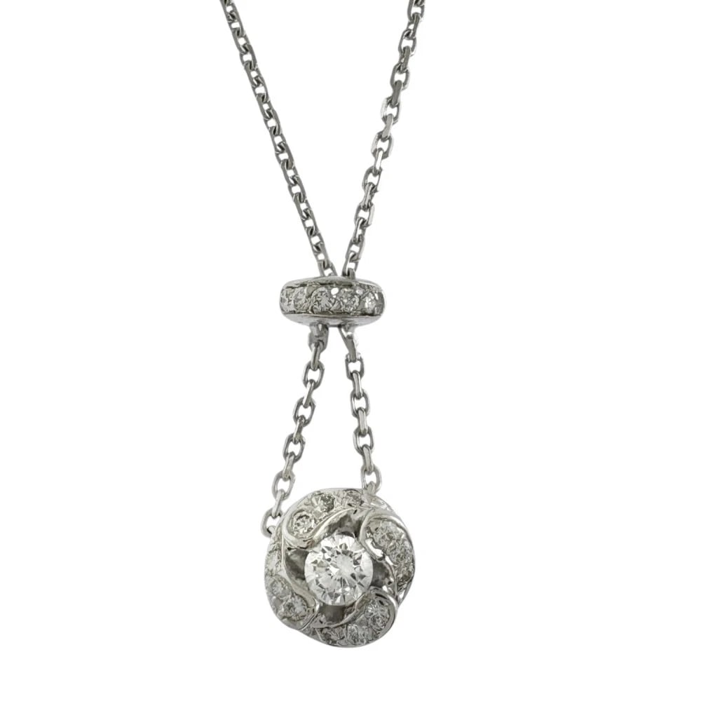 PONTE VECCHIO NECKLACE K18 WHITE GOLD DIAMOND: Ponte Vecchio Necklace K18 white gold diamond Brand: Ponte Vecchio Type/Style: Necklace Material: K18 white gold, Main Stone/Creation NATURAL Color: Silver Size: Total Length:42cm Chain width:1.0mm