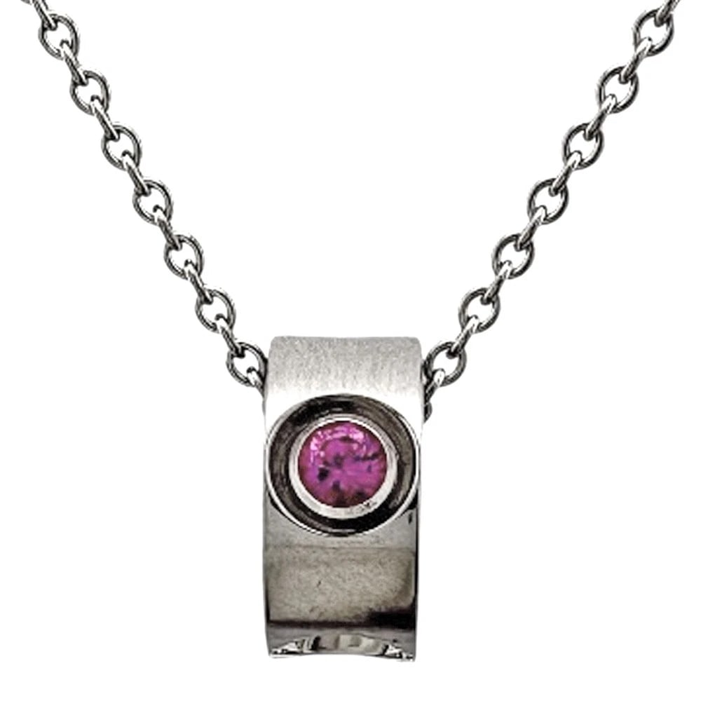 LOUIS VUITTON NECKLACE K18 WHITE GOLD PINK SAPPHIRE: LOUIS VUITTON Necklace K18 white gold Pink sapphire Brand: LOUIS VUITTON Type/Style: Necklace Material: K18 white gold, Main Stone/Creation Pink sapphire Color: Silver Size: Total Length:40.5cm Chain
