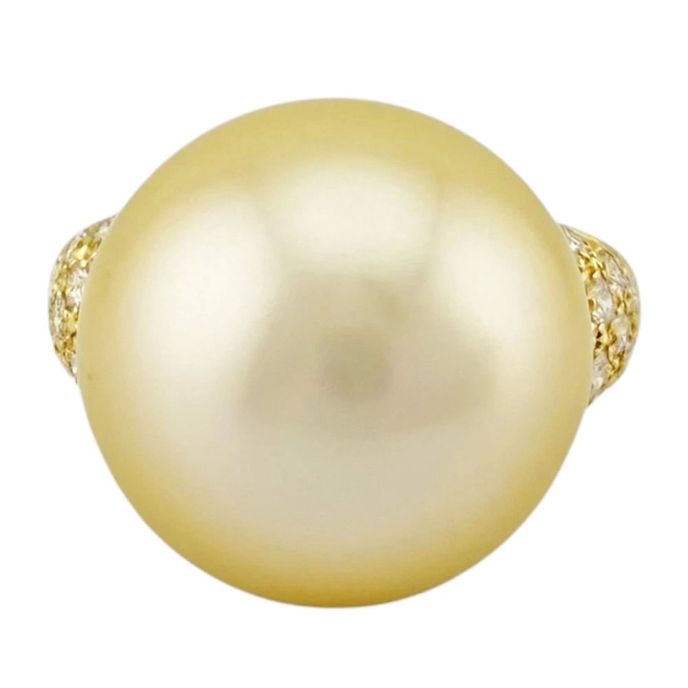 RING K18 YELLOW GOLD PEARL DIAMOND: Ring K18 yellow gold Pearl diamond Brand: Unbranded Type/Style: Ring Material: K18 yellow gold, Main Stone/Creation Pearl /diamond Color: gold Size: US 8 1/4 Accessories: None Accessories