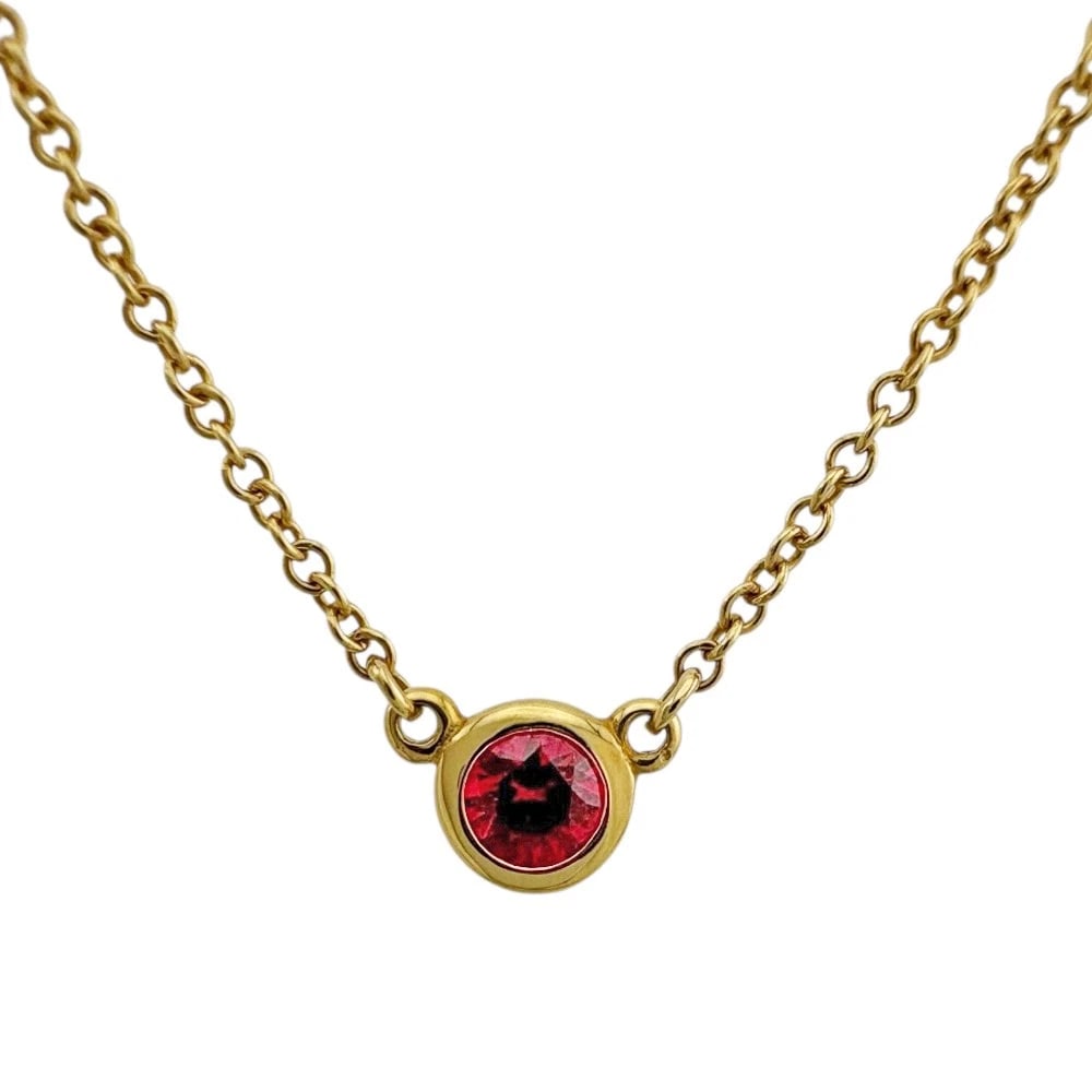 TIFFANY&CO. NECKLACE K18 YELLOW GOLD RUBY: TIFFANY&Co. Necklace K18 yellow gold Ruby Brand: Tiffany&co. Type/Style: Necklace Material: K18 yellow gold, Main Stone/Creation RUBY Color: gold Size: Total Length:41.5cm Chain width:1.0mm Top:W4.2mm
