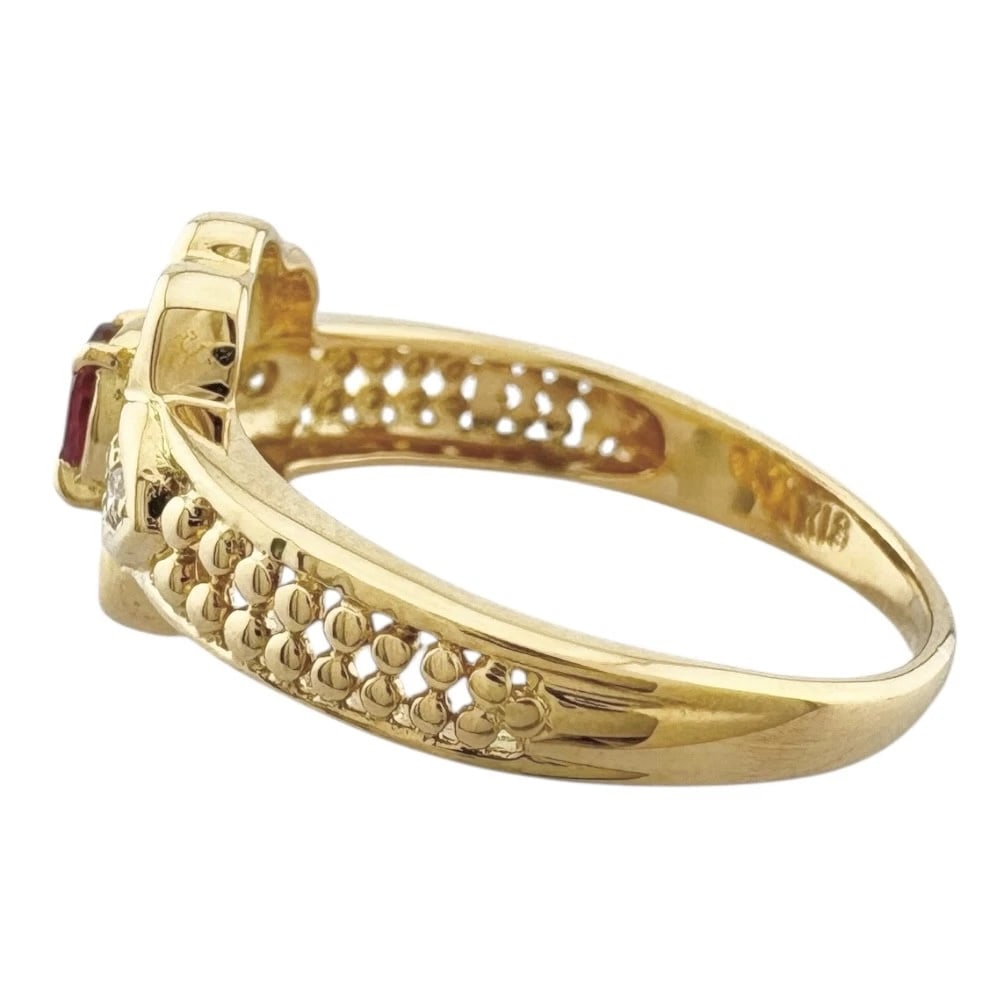 RING K18 YELLOW GOLD RUBY DIAMOND - 2