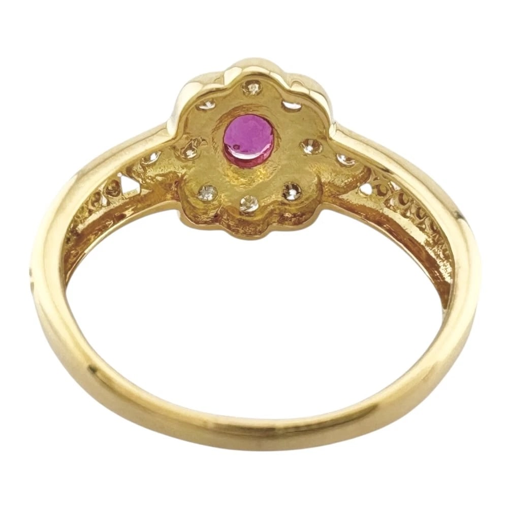 RING K18 YELLOW GOLD RUBY DIAMOND - 3