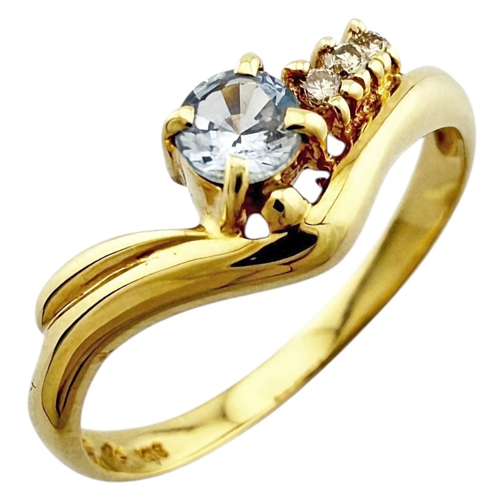 RING K18 YELLOW GOLD DIAMOND SAPPHIRE (1 of 6)