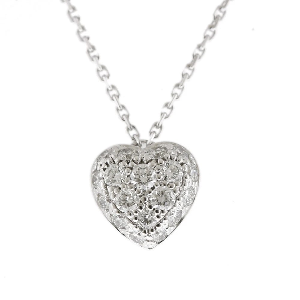 CARTIER NECKLACE K18 WHITE GOLD DIAMOND HEART: CARTIER Necklace K18 white gold diamond heart Brand: CARTIER Type/Style: Necklace Material: K18 white gold, Main Stone/Creation NATURAL Color: Silver Size: Total Length:41cm Chain width:1.0mm Adjuster