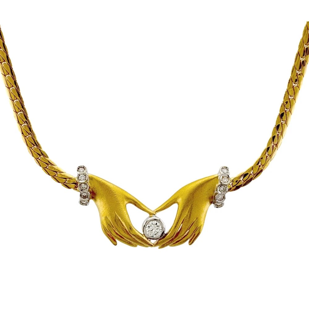 CARRERA Y CARRERA NECKLACE K18 YELLOW GOLD K18 WHITE GOLD DIAMOND (1 of 4)
