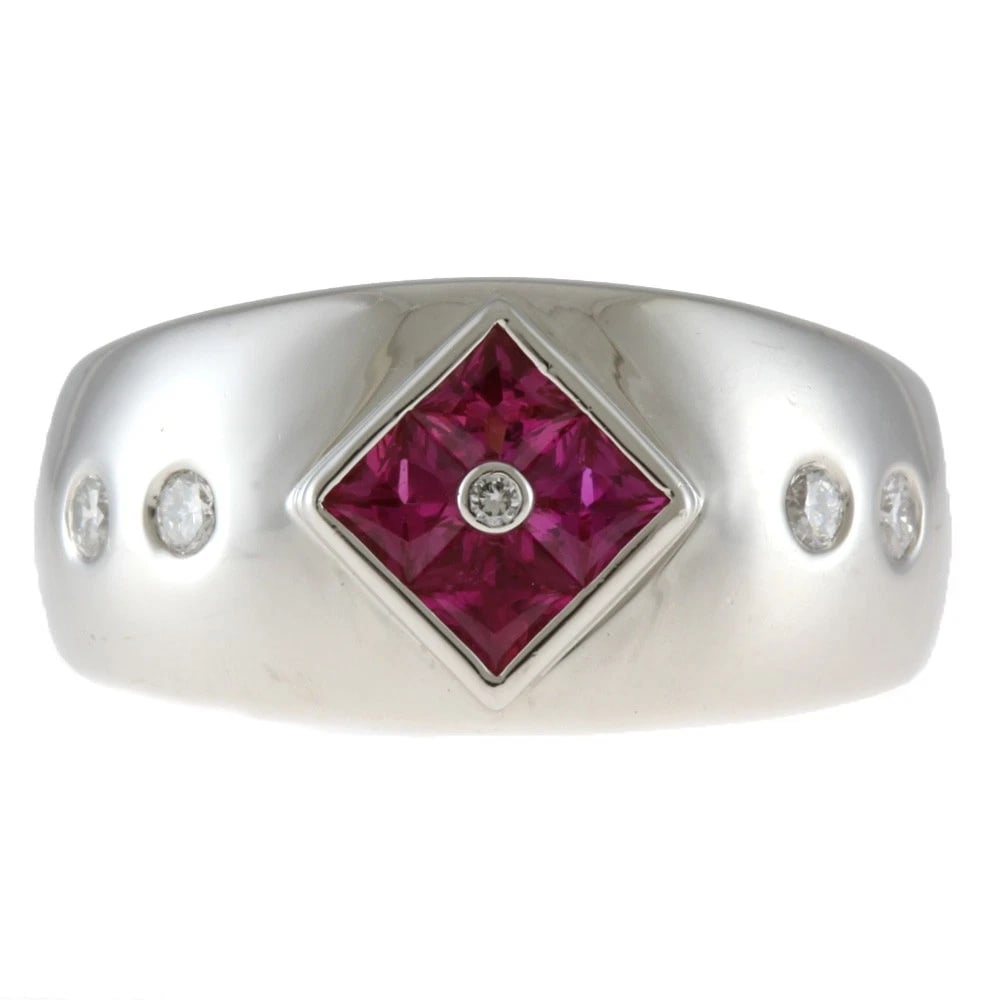 RING PT900PLATINUM RUBY DIAMOND: Ring Pt900Platinum Ruby diamond Brand: Unbranded Type/Style: Ring Material: Pt900Platinum, Main Stone/Creation Ruby Color: Silver Size: US 6 1/8 Accessories: None Accessories Notice: When