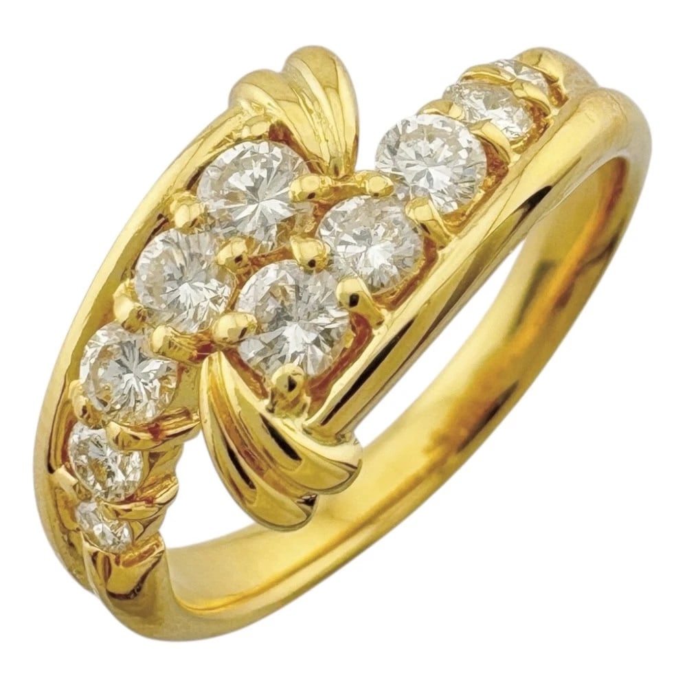 RING K18 YELLOW GOLD DIAMOND: Ring K18 yellow gold diamond Brand: Unbranded Type/Style: Ring Material: K18 yellow gold, Main Stone/Creation Natural Color: gold Size: US 5 1/2 Accessories: None Accessories Notice: When