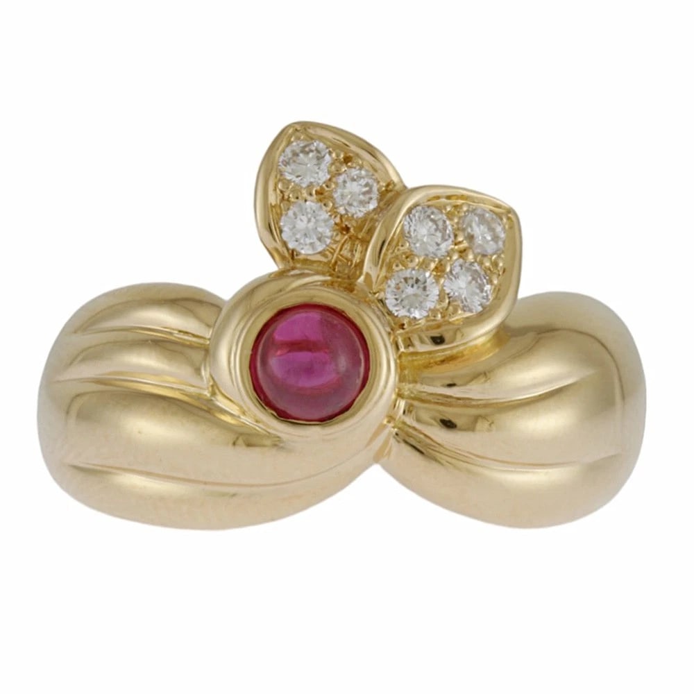 CHRISTIAN DIOR RING K18 YELLOW GOLD DIAMOND RUBY (1 of 4)