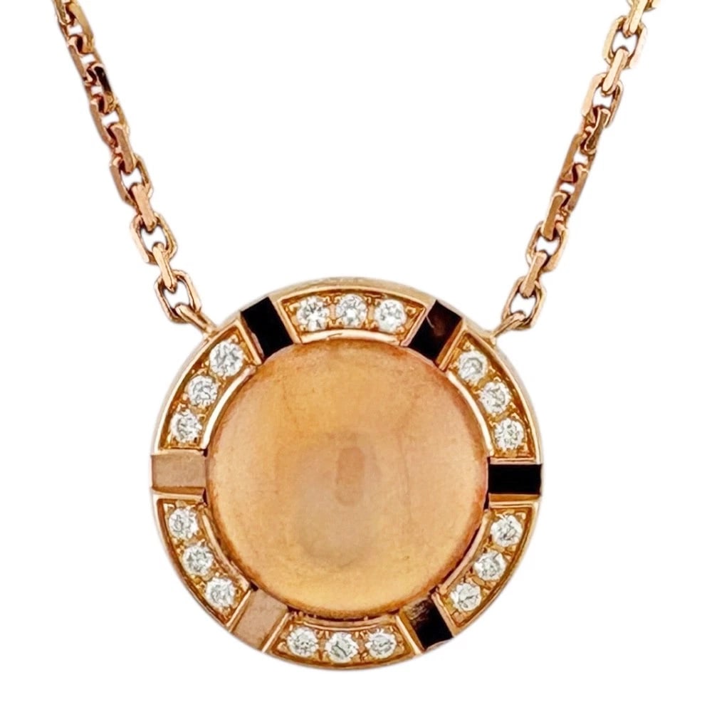 CHAUMET NECKLACE K18 PINK GOLD ROSE QUARTZ DIAMOND (1 of 3)