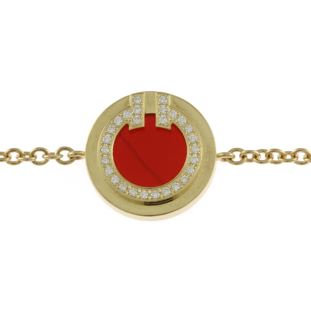 TIFFANY&CO. BRACELET K18 YELLOW GOLD CARNELIAN DIAMOND: TIFFANY&Co. Bracelet K18 yellow gold Carnelian diamond Brand: Tiffany&co. Type/Style: Bracelet Material: K18 yellow gold, Main Stone/Creation Carnelian/ diamond Color: gold Size: Total Length:18cm Hig