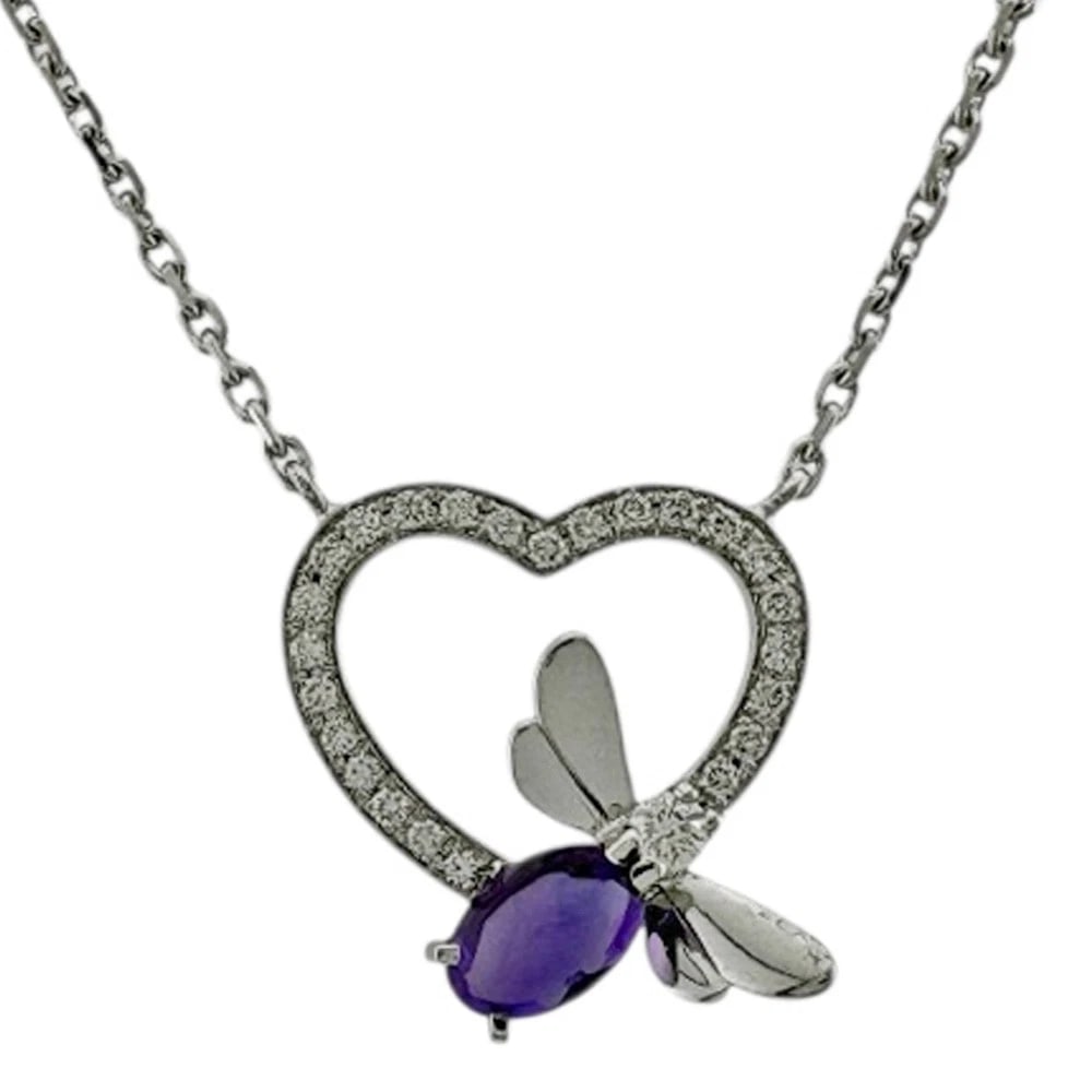 CHAUMET NECKLACE K18 WHITE GOLD AMETHYST DIAMOND (1 of 4)