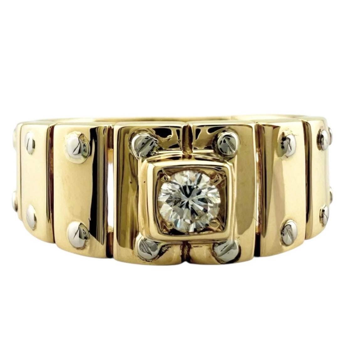 RING K18 YELLOW GOLD PT900PLATINUM DIAMOND (1 of 4)