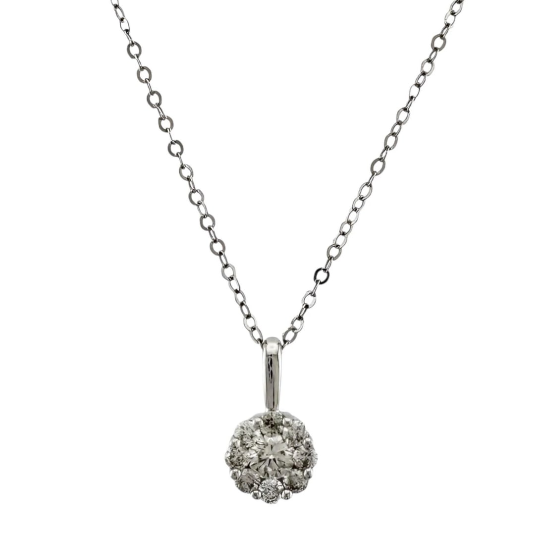 NECKLACE K18 WHITE GOLD DIAMOND: Necklace K18 white gold diamond Brand: Unbranded Type/Style: Necklace Material: K18 white gold, Main Stone/Creation Natural Color: Silver Size: Total Length:40cm Chain width:0.7mm Adjuster can