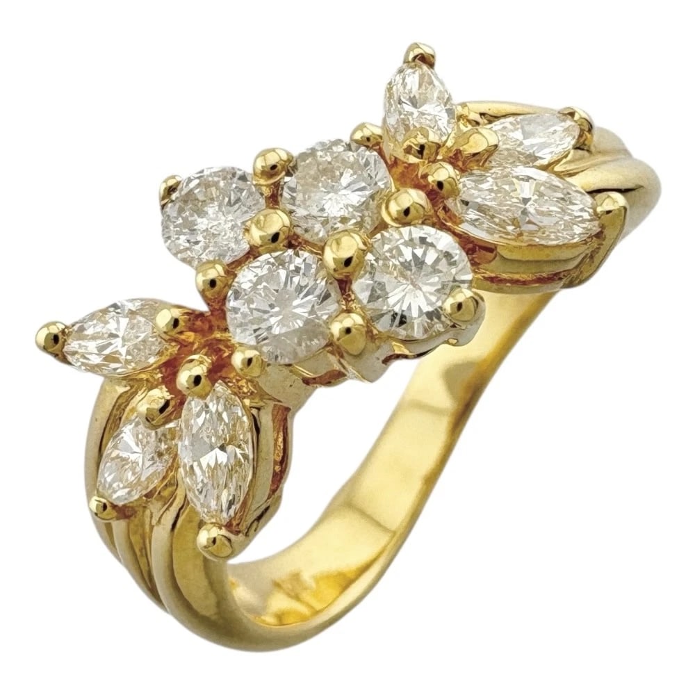 RING K18 YELLOW GOLD DIAMOND: Ring K18 yellow gold diamond Brand: Unbranded Type/Style: Ring Material: K18 yellow gold, Main Stone/Creation Natural Color: gold Size: US 5 3/4 Accessories: None Accessories Notice: When