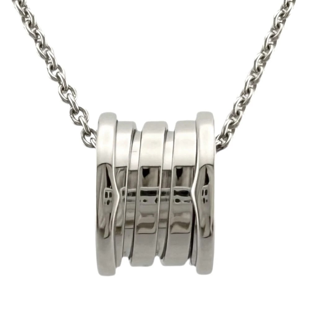 BVLGARI NECKLACE K18 WHITE GOLD: BVLGARI Necklace K18 white gold Brand: BVLGARI Type/Style: Necklace Material: K18 white gold Color: Silver Size: Total Length:40cm Chain width:1.5mm Top:W10.5mm x H14.5mm Accessories: None