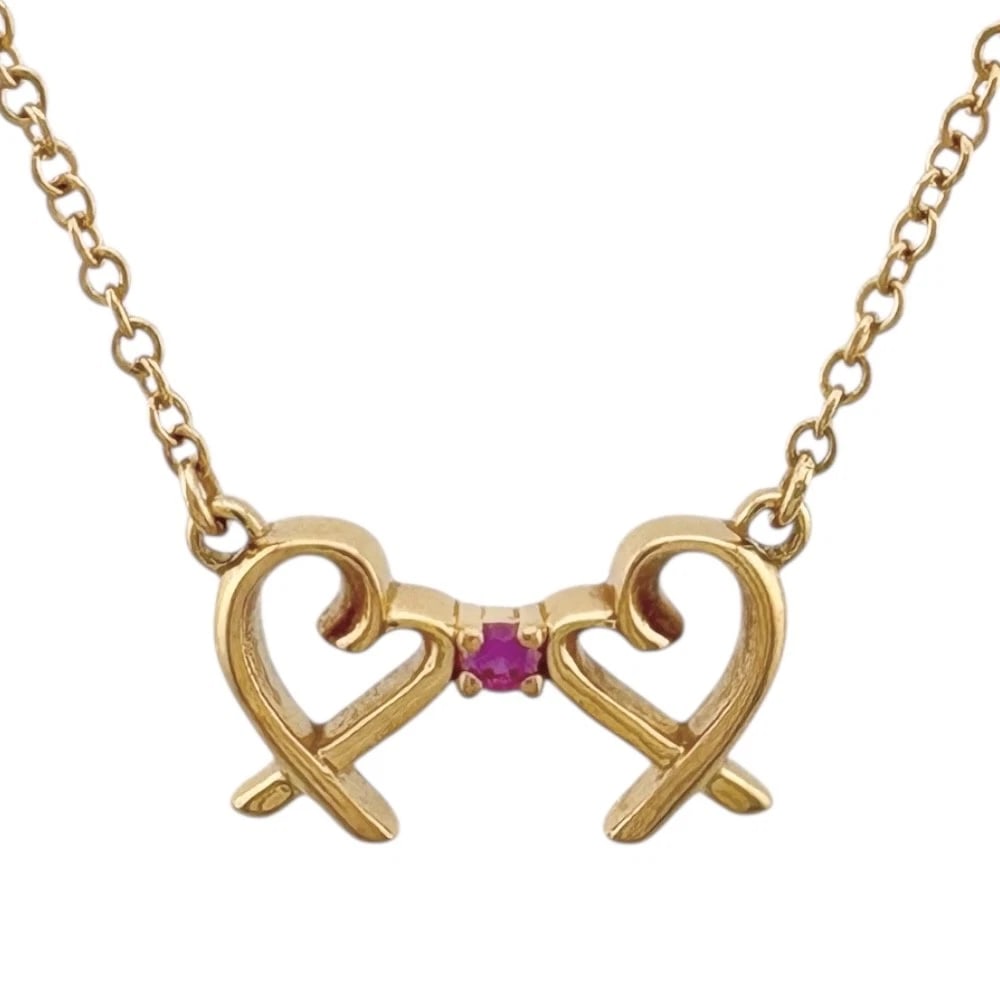 TIFFANY&CO. NECKLACE K18 PINK GOLD PINK SAPPHIRE HEART (1 of 6)