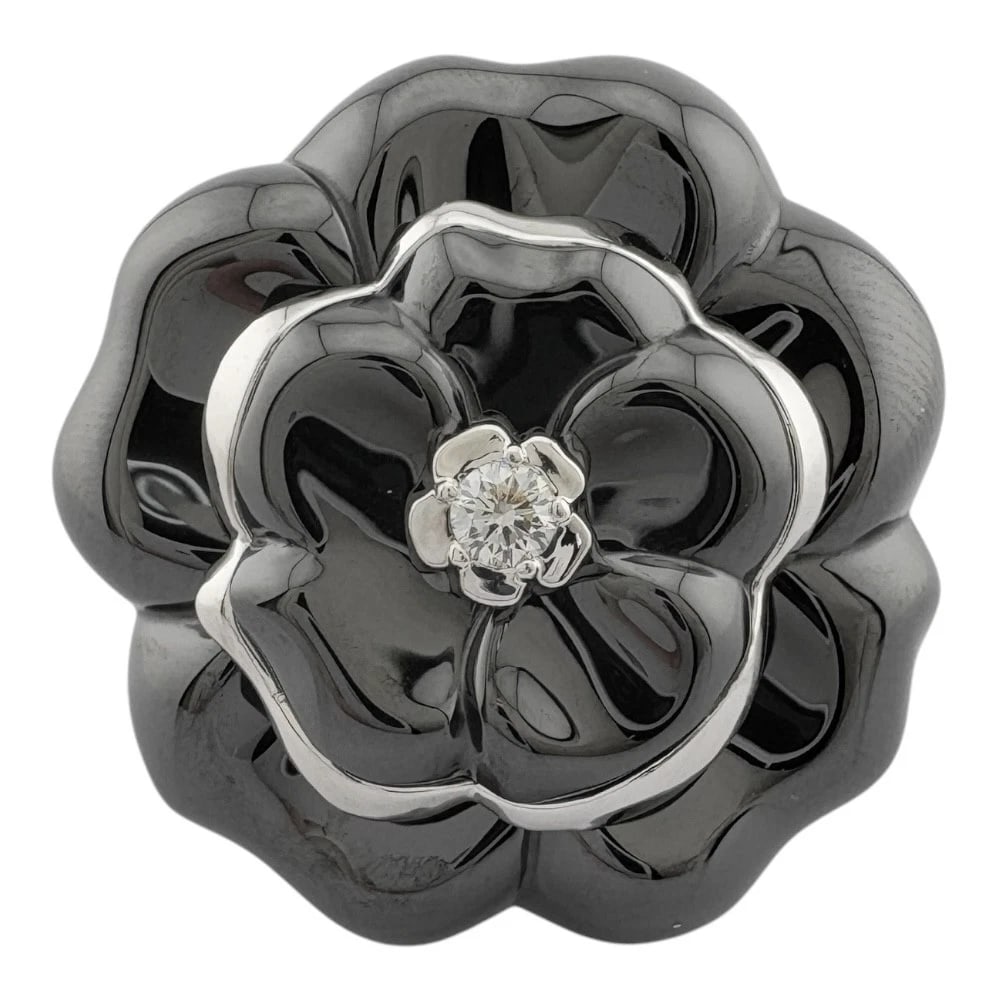 CHANEL RING K18 WHITE GOLD CERAMIC DIAMOND: CHANEL Ring K18 white gold ceramic diamond Brand: CHANEL Type/Style: Ring Material: K18 white gold, Main Stone/Creation Natural Color: Silver Size: US 5 1/2 Accessories: None Accessories N