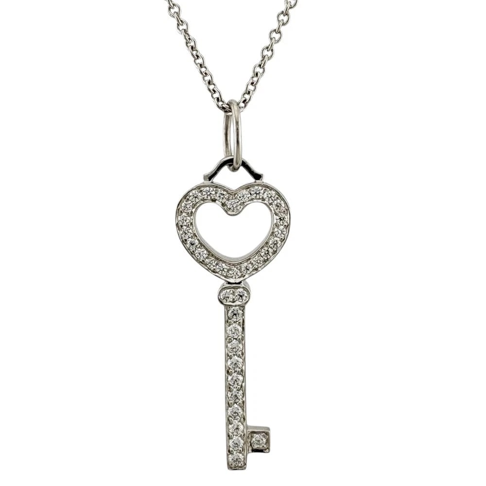 TIFFANY&CO. NECKLACE PT950PLATINUM: TIFFANY&Co. Necklace Pt950Platinum Brand: Tiffany&co. Type/Style: Necklace Material: Pt950Platinum, Main Stone/Creation Natural Color: Silver Size: Total Length:41cm Chain width:0.9mm Top:W8.5mm x H28