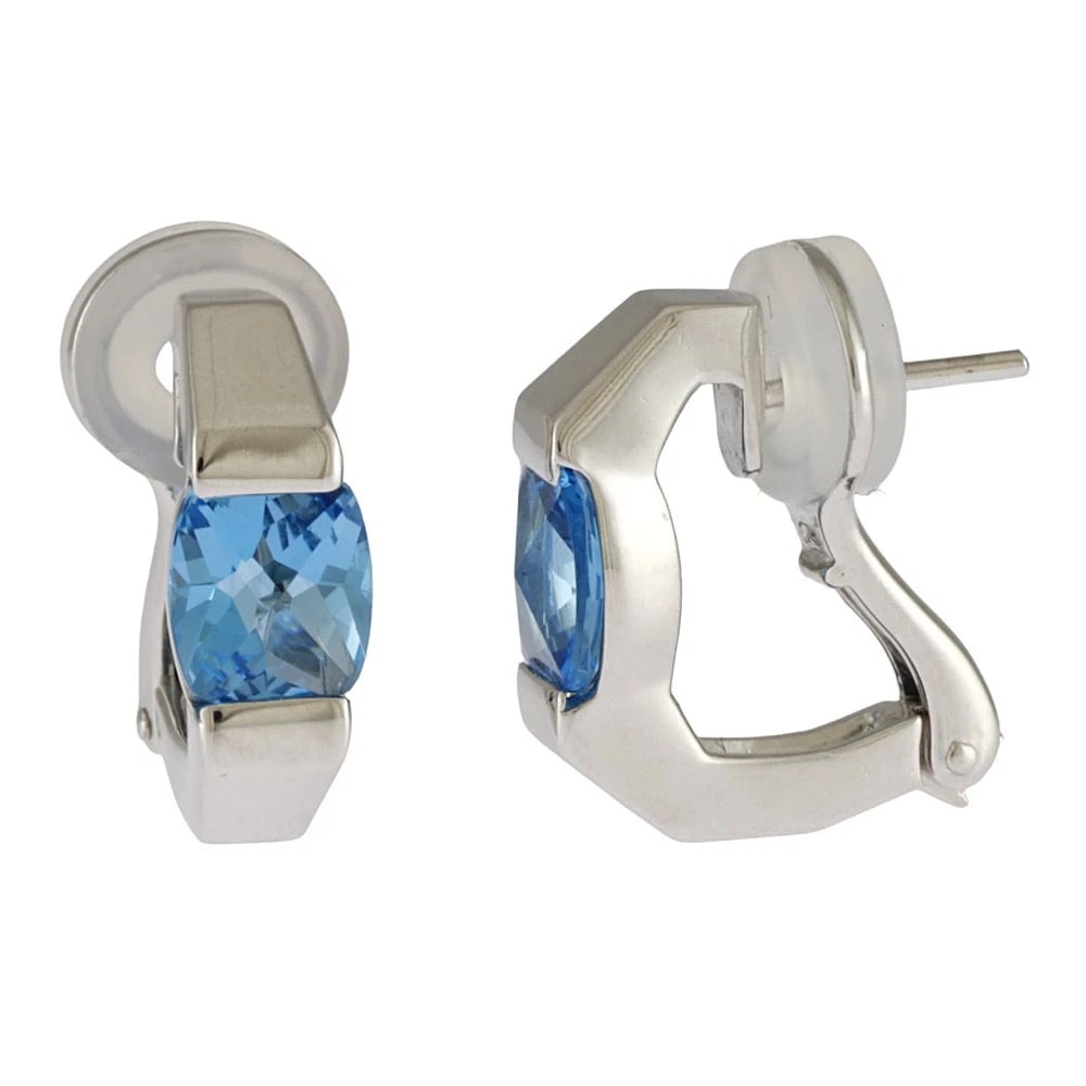 TASAKI EARRING K18 WHITE GOLD BLUE TOPAZ (1 of 2)