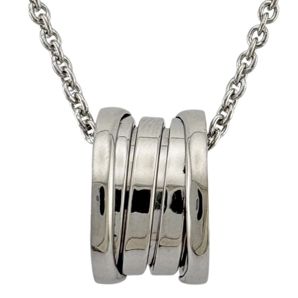 BVLGARI NECKLACE K18 WHITE GOLD: BVLGARI Necklace K18 white gold Brand: BVLGARI Type/Style: Necklace Material: K18 white gold Color: Silver Size: Total Length:40.5cm Chain width:2.0mm Top:W9.0mm x H14.5mm Accessories: None
