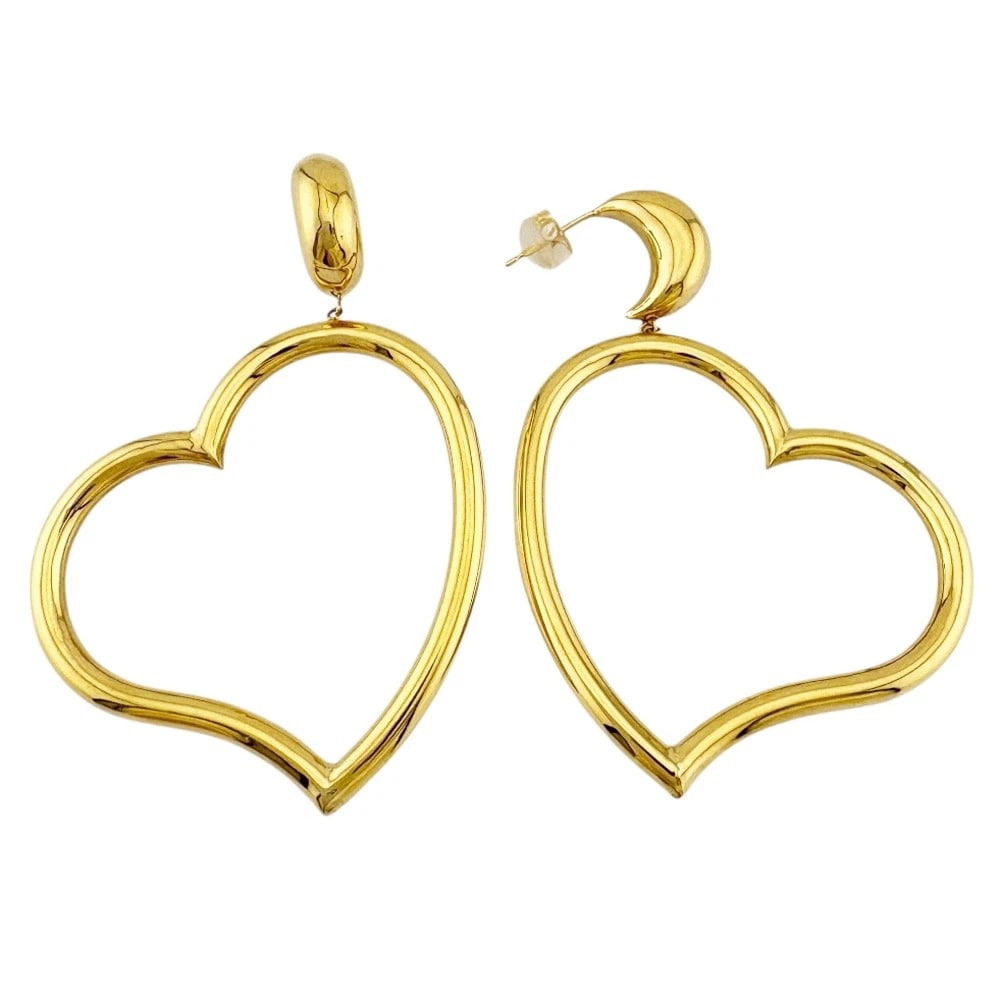 EARRING K18 YELLOW GOLD OPEN HEART (1 of 3)