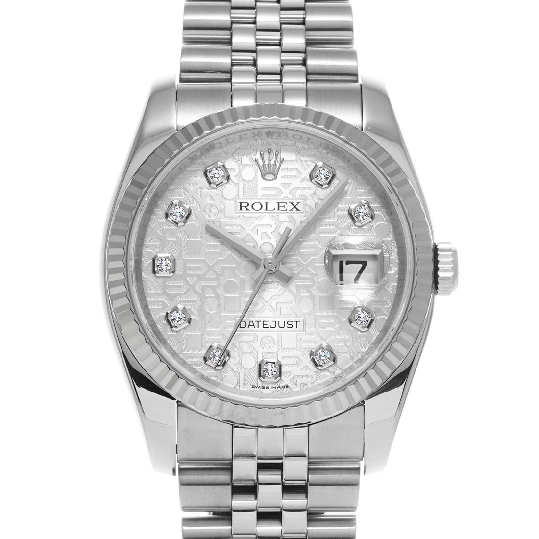 ROLEX DATEJUST SILVER COMPUTER/DIAMOND WATCH (1 of 4)
