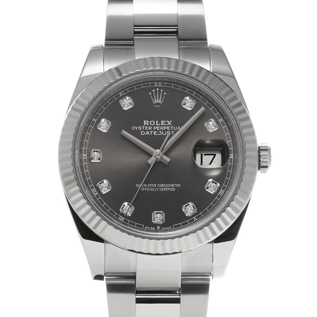 ROLEX DATEJUST SLATE/DIAMOND WATCH: ROLEX Datejust Slate/Diamond Watch Brand: ROLEX Type/Style: Wristwatch Material: Band Material Stainless steel, Case Material Stainless steel Color: Dial Color Slate/Diamond Size: ?Case? H/about 41mm 