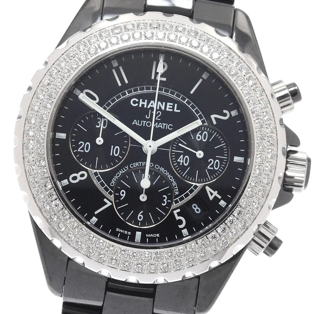 CHANEL J12 BLACK CERAMIC DOUBLE DIAMOND BEZEL AUTOMATIC WATCH: CHANEL J12 Black Ceramic Double Diamond Bezel Automatic Watch Brand: CHANEL Type/Style: Wristwatch Material: Band Material Ceramic / Stainless Steel, Case Material Ceramic / Stainless Steel Color: Ban