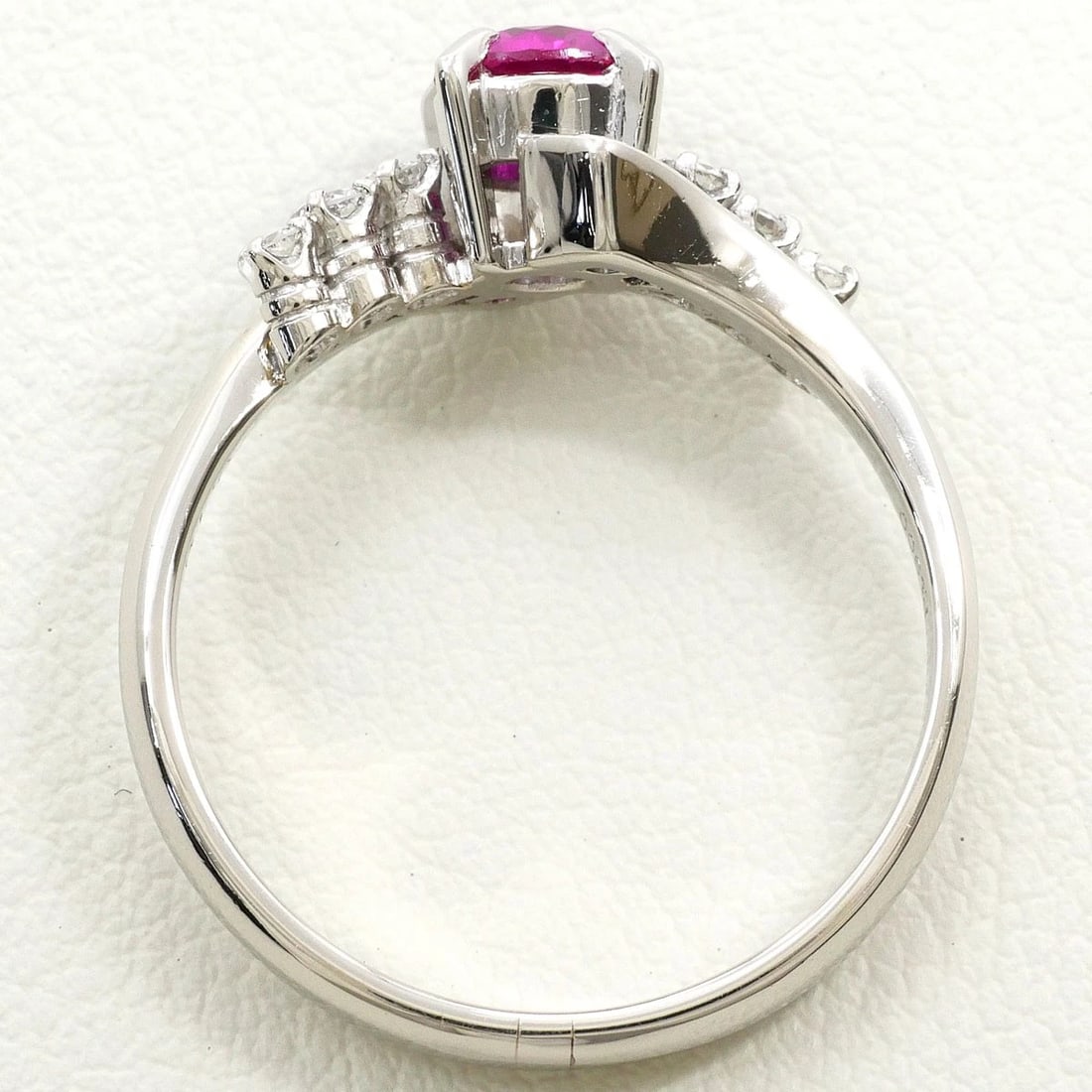 PT900 PLATINUM RING SYNTHETIC RUBY - 2
