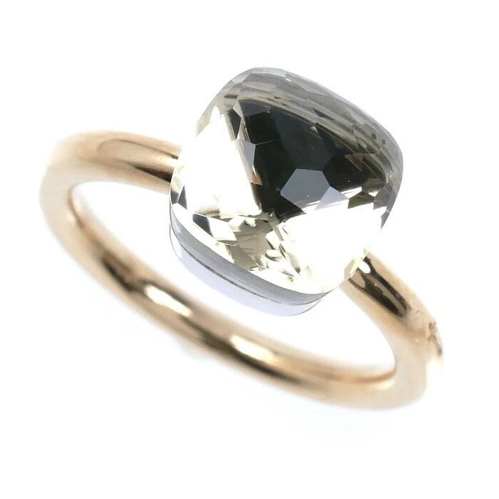 POMELLATO NUDO PETIT WHITE TOPAZ RING: Pomellato Nudo Petit White Topaz Ring Brand: Pomellato Type/Style: Ring Material: K18PG K18WG, Main Stone/Creation White Topaz Color: PG WG Size: US 4.5 Accessories: None Accessories Notic