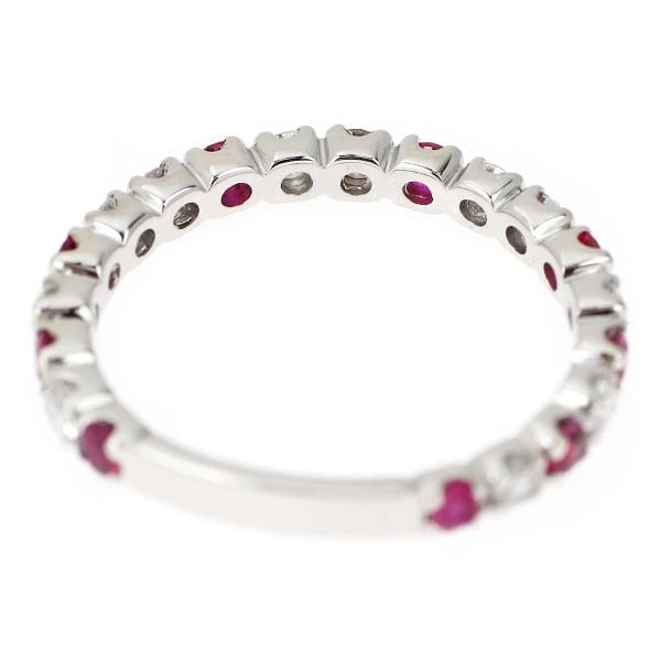 PT900 RUBY NATURAL PINK/ COLLARLESS DIAMOND RING - 2