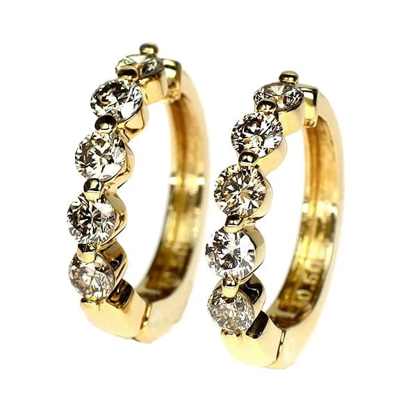 K18YG DIAMOND EARRINGS HOOP EARRINGS (1 of 3)
