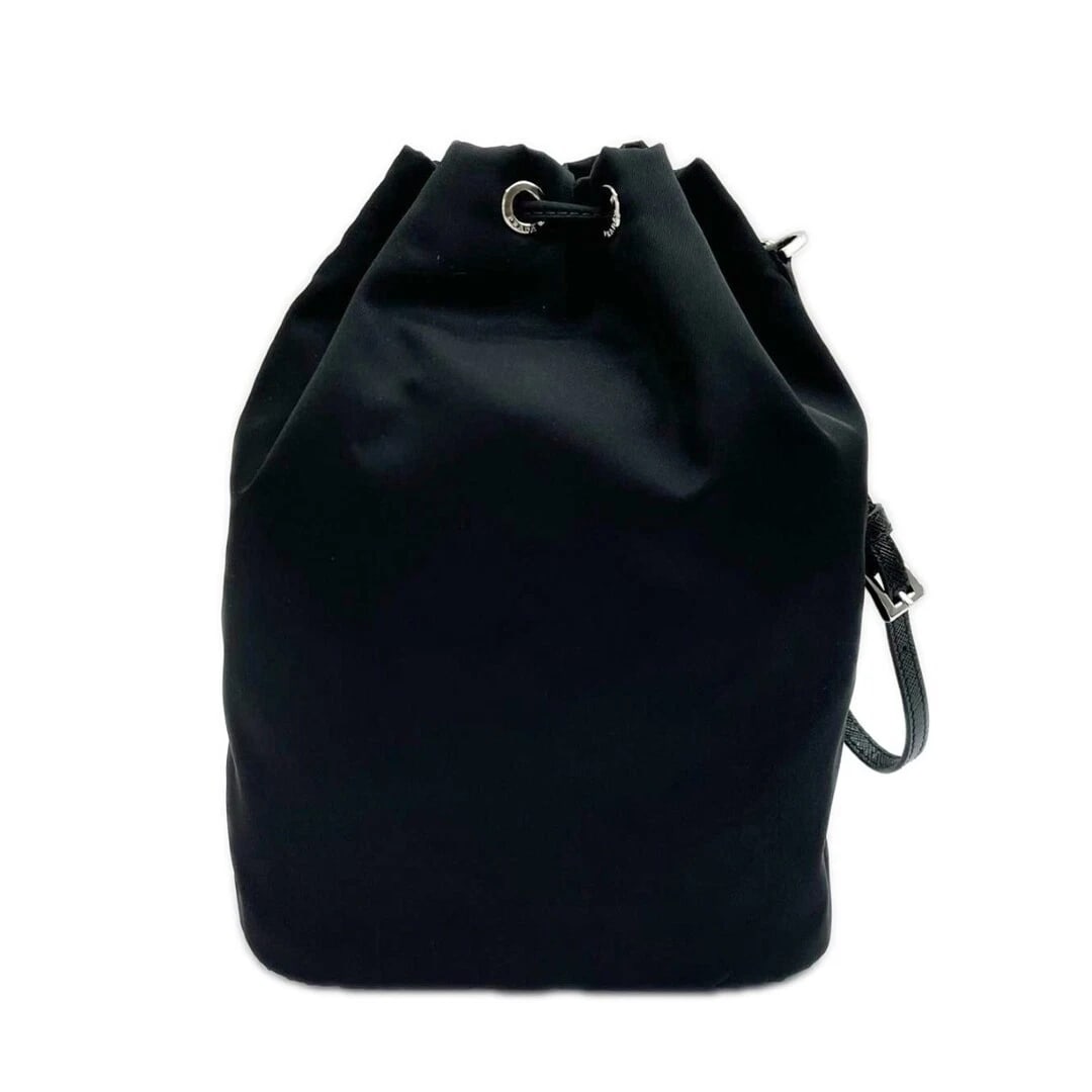 PRADA NYLON DRAWSTRING BAG BLACK USED - 2