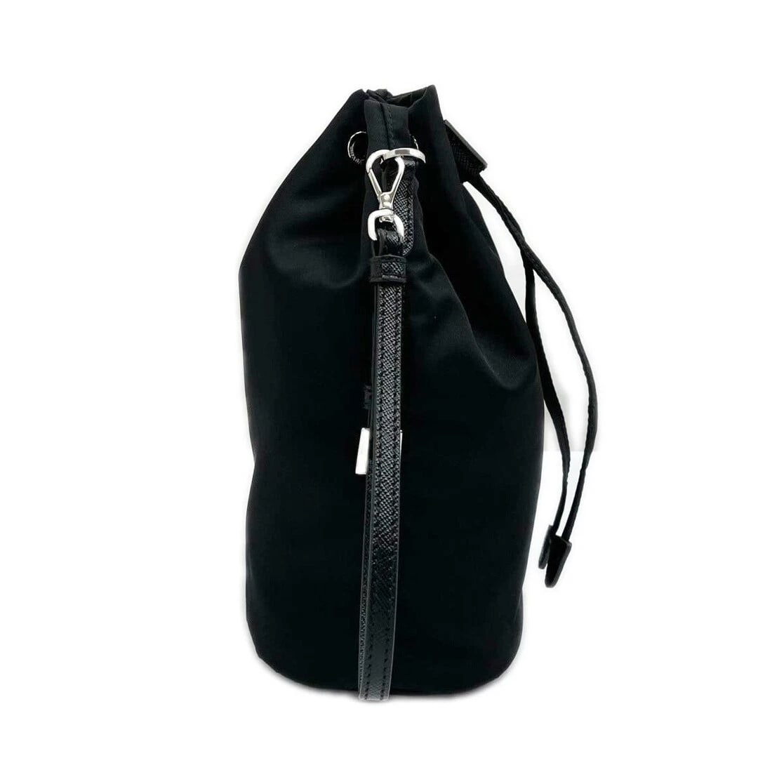 PRADA NYLON DRAWSTRING BAG BLACK USED - 4