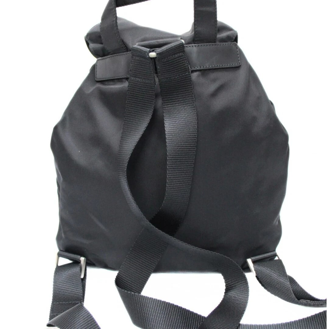 PRADA TRIANGLE LOGO NYLON BACKPACK BLACK - 2