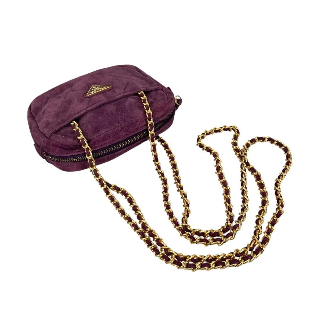 PRADA TRIANGLE LOGO SUEDE SHOULDER BAG - 5