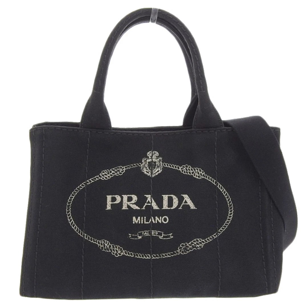 PRADA CANAPA 2WAY BAG CANVAS BLACK: Prada Canapa 2WAY Bag Canvas Black Brand: PRADA Type/Style: Bag Material: Canvas Color: Black Size: Approximately 28.5 cm (11.2 in) width x 19 cm (7.5 in) height x 15.5 cm (6.1 in) depth Accessories: